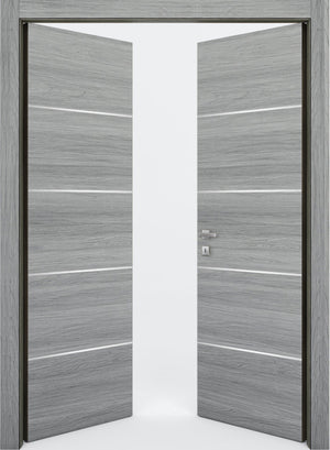 Nova 4H Braga Olmo Matrix CPL  Modern Double Pre-Hung Door - Doors and Beyond