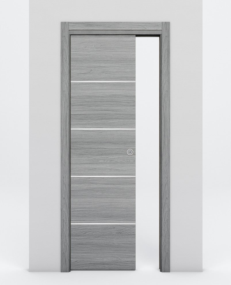 Nova 4H Braga Olmo Matrix Laminated Modern Pocket Door - Doors and Beyond