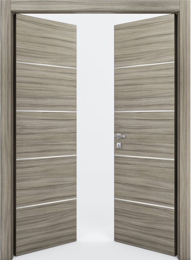 Nova 4H Braga Palissandro  Matrix CPL  Modern Double Pre-Hung Door - Doors and Beyond