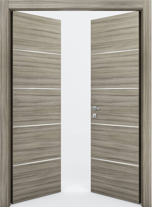 Nova 4H Braga Palissandro  Matrix CPL  Modern Double Pre-Hung Door - Doors and Beyond