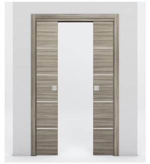 Nova 4H Braga Palissandro Matrix Laminated Modern Double Pocket Door - Doors and Beyond