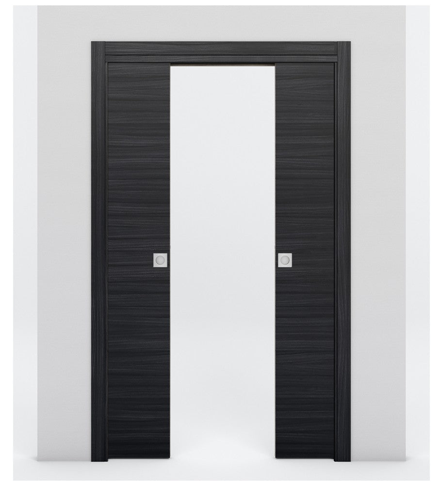 Nova Flush Braga Blu Matrix Laminated Modern Double Pocket Door - Doors and Beyond