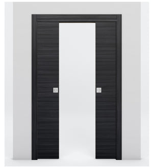 Nova Flush Braga Blu Matrix Laminated Modern Double Pocket Door - Doors and Beyond