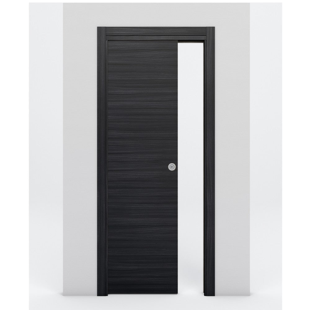 Nova Flush Braga Blu Matrix Laminated Modern Pocket Door - Doors and Beyond