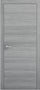Gray wooden door with a silver handle on a white background