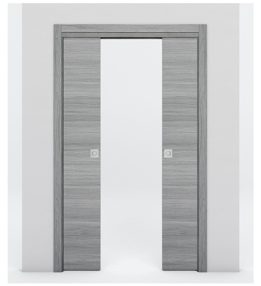Nova Flush Braga Olmo Matrix Laminated Modern Double Pocket Door - Doors and Beyond