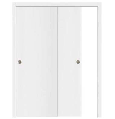 Nova Glam Pro 001 Soft White Laminated Modern Bypass Door - Doors and Beyond