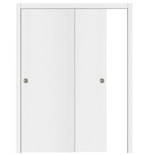 Nova Glam Pro 001 Soft White Laminated Modern Bypass Door - Doors and Beyond