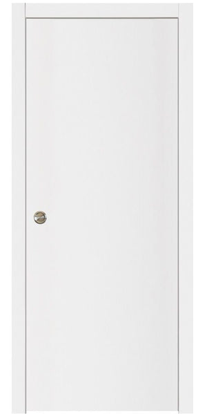 Nova Glam Pro 001 Soft White Laminated Modern Pocket Door - Doors and Beyond