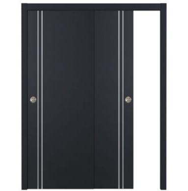 Nova Glam Pro 002 Soft Black Laminated Modern Bypass Door - Doors and Beyond