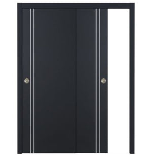Nova Glam Pro 002 Soft Black Laminated Modern Bypass Door - Doors and Beyond