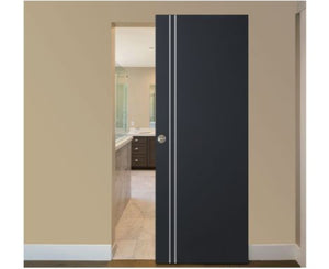 Nova Glam Pro 002 Soft Black Laminated Modern Magic Door - Doors and Beyond