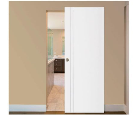 Nova Glam Pro 002 Soft White Laminated Modern Magic Door - Doors and Beyond