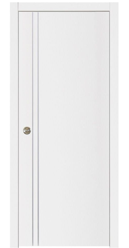 Nova Glam Pro 002 Soft White Laminated Modern Pocket Door - Doors and Beyond