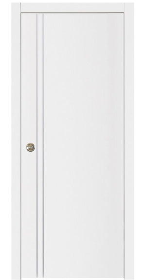 Nova Glam Pro 002 Soft White Laminated Modern Pocket Door - Doors and Beyond