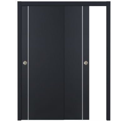 Nova Glam Pro 003 Soft Black Laminated Modern Bypass Door - Doors and Beyond