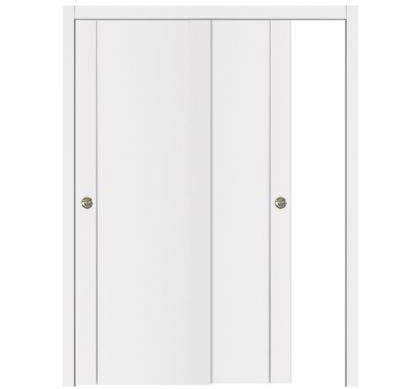 Nova Glam Pro 003 Soft White Laminated Modern Bypass Door - Doors and Beyond