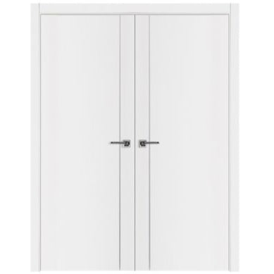Nova Glam Pro 003 Soft White Laminated Modern Double Pre-Hung Door - Doors and Beyond