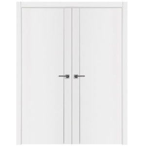 Nova Glam Pro 003 Soft White Laminated Modern Double Pre-Hung Door - Doors and Beyond