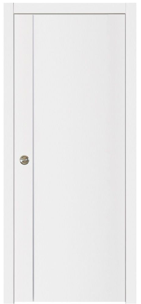 Nova Glam Pro 003 Soft White Laminated Modern Pocket Door - Doors and Beyond
