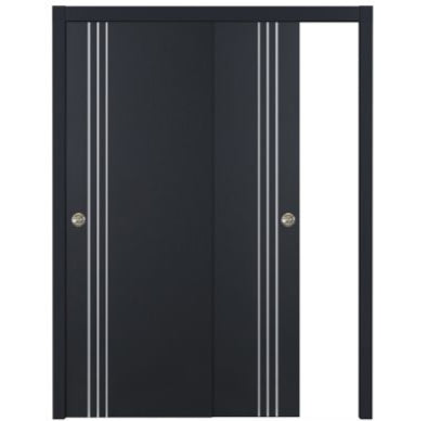 Nova Glam Pro 004 Soft Black Laminated Modern Bypass Door - Doors and Beyond