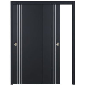 Nova Glam Pro 004 Soft Black Laminated Modern Bypass Door - Doors and Beyond