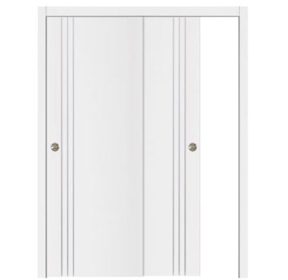 Nova Glam Pro 004 Soft White Laminated Modern Bypass Door - Doors and Beyond