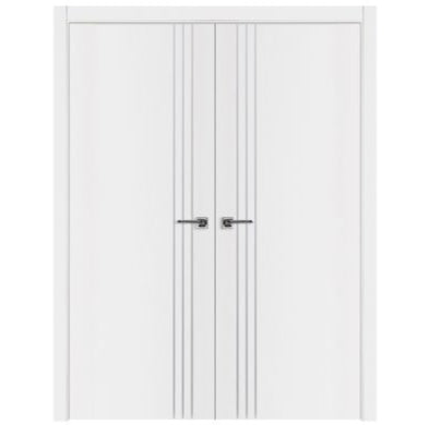 Nova Glam Pro 004 Soft White Laminated Modern Double Pre-Hung Door - Doors and Beyond