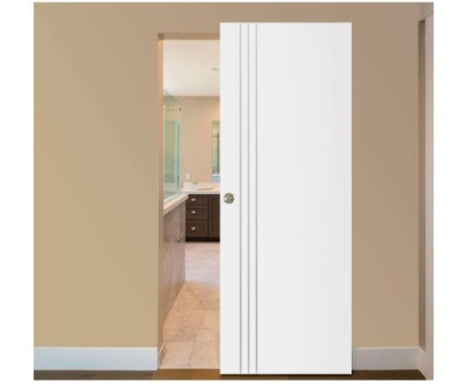 Nova Glam Pro 004 Soft White Laminated Modern Magic Door - Doors and Beyond