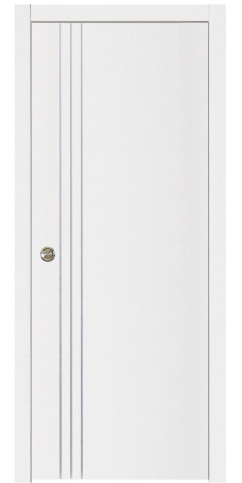 Nova Glam Pro 004 Soft White Laminated Modern Pocket Door - Doors and Beyond