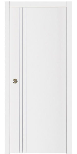 Nova Glam Pro 004 Soft White Laminated Modern Pocket Door - Doors and Beyond