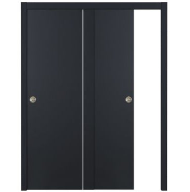 Nova Glam Pro 005 Soft Black Laminated Modern Bypass Door - Doors and Beyond