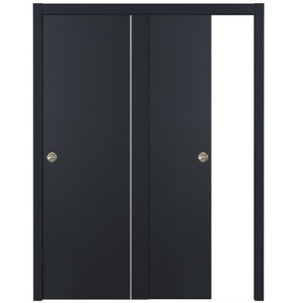 Nova Glam Pro 005 Soft Black Laminated Modern Bypass Door - Doors and Beyond