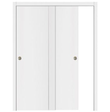 Nova Glam Pro 005 Soft White Laminated Modern Bypass Door - Doors and Beyond