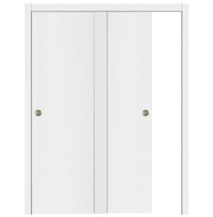 Nova Glam Pro 005 Soft White Laminated Modern Bypass Door - Doors and Beyond