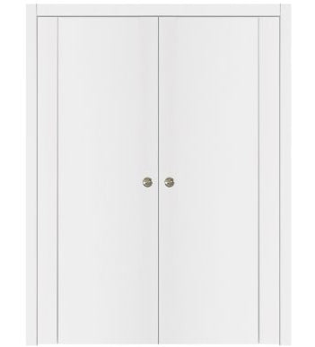 Nova Glam Pro 005 Soft White Laminated Modern Double Pocket Door