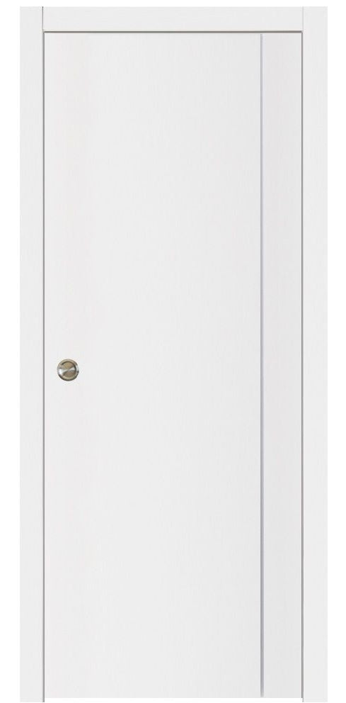 Nova Glam Pro 005 Soft White Laminated Modern Pocket Door - Doors and Beyond