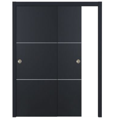 Nova Glam Pro 006 Soft Black Laminated Modern Bypass Door - Doors and Beyond