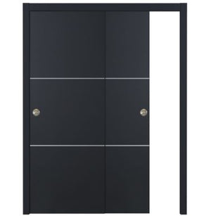 Nova Glam Pro 006 Soft Black Laminated Modern Bypass Door - Doors and Beyond