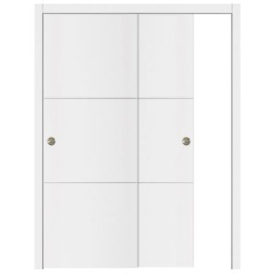 Nova Glam Pro 006 Soft White Laminated Modern Bypass Door - Doors and Beyond