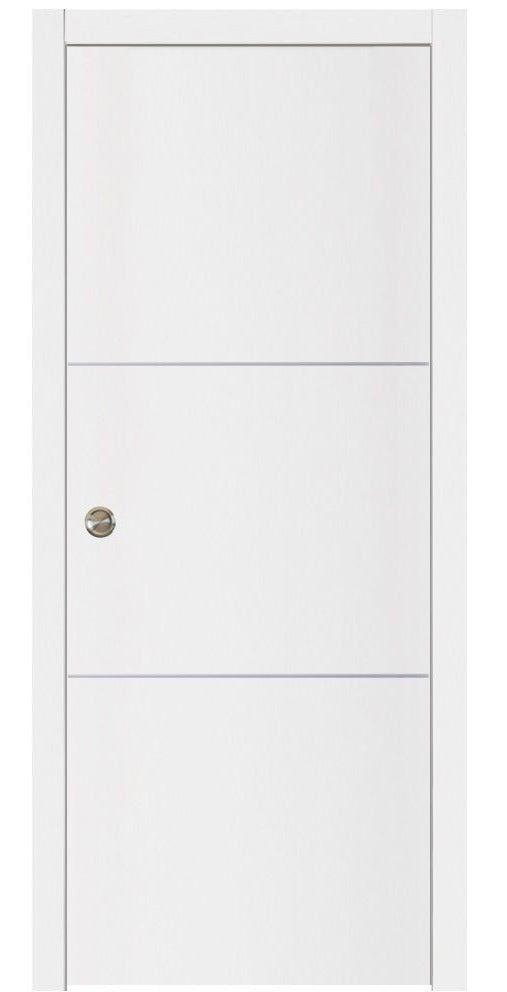 Nova Glam Pro 006 Soft White Laminated Modern Pocket Door - Doors and Beyond