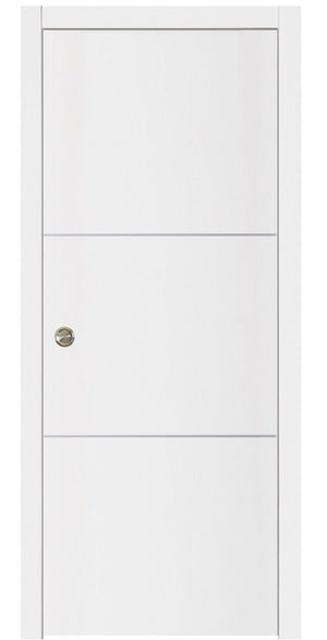 Nova Glam Pro 006 Soft White Laminated Modern Pocket Door - Doors and Beyond
