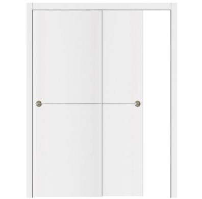 Nova Glam Pro 007 Soft White Laminated Modern Bypass Door - Doors and Beyond