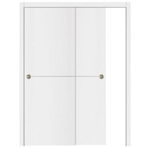 Nova Glam Pro 007 Soft White Laminated Modern Bypass Door - Doors and Beyond
