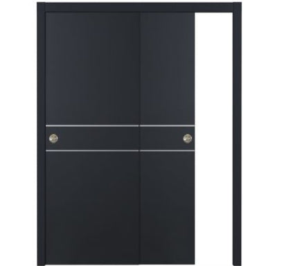 Nova Glam Pro 008 Soft Black Laminated Modern Bypass Door - Doors and Beyond