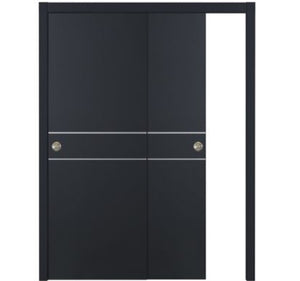 Nova Glam Pro 008 Soft Black Laminated Modern Bypass Door - Doors and Beyond