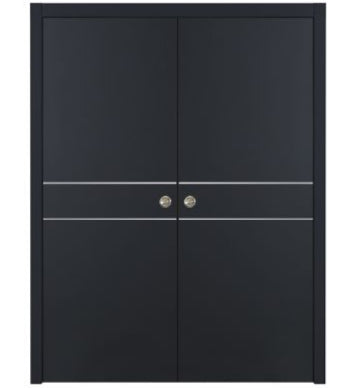Nova Glam Pro 008 Soft Black Laminated Modern Double Pocket Door