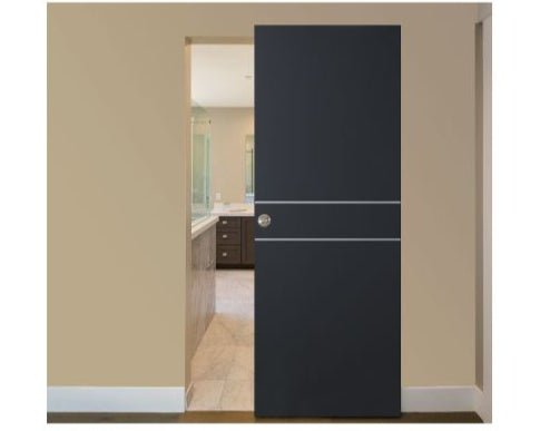 Nova Glam Pro 008 Soft Black Laminated Modern Magic Door - Doors and Beyond