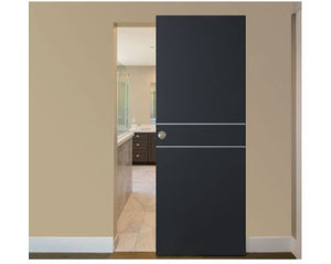 Nova Glam Pro 008 Soft Black Laminated Modern Magic Door - Doors and Beyond
