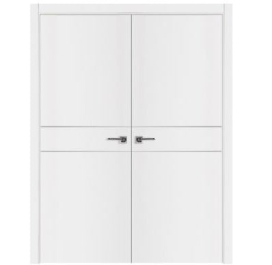Nova Glam Pro 008 Soft White Laminated Modern Double Pre-Hung Door - Doors and Beyond